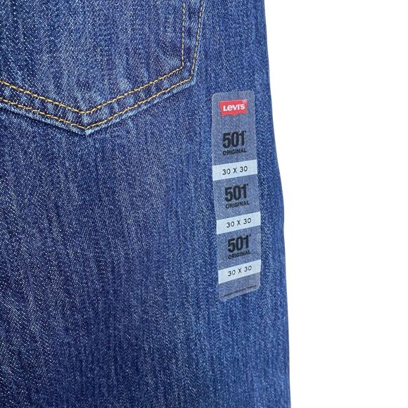 Levis 501 Jeans Mens 30x30 Blue Straight Leg Button Fly Cotton Medium Wash NWT - Picture 10 of 14